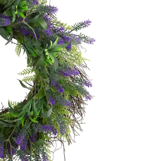 Northlight 24" Purple Lavender & Spring Foliage Artificial Floral Wreath 6 Northlight 24" Purple Lavender & Spring Foliage Artificial Floral Wreath - Image 4