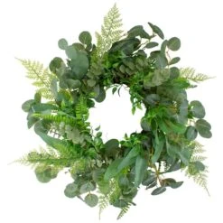 Northlight 24" Green Mixed Foliage Artificial Spring Wreath