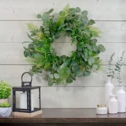 Northlight 24" Green Mixed Foliage Artificial Spring Wreath 9 Northlight 24" Green Mixed Foliage Artificial Spring Wreath -Northlight D587354S 2