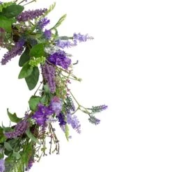 Northlight 20" Purple Lavender & Spring Foliage Artificial Wreath 10 Northlight 20" Purple Lavender & Spring Foliage Artificial Wreath -Northlight D587355S 3