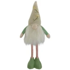 Northlight 22" Lighted Green & Cream Standing Gnome With Knitted Hat Figure -Northlight D587357S 1 1
