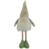 Northlight 22" Lighted Green & Cream Standing Gnome With Knitted Hat Figure