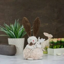 Northlight 14" Beige & Brown Plush Easter Bunny Holding A Carrot Figure 10 Northlight 14" Beige & Brown Plush Easter Bunny Holding A Carrot Figure -Northlight D587358S 2