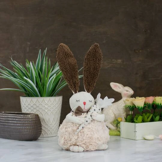 Northlight 14" Beige & Brown Plush Easter Bunny Holding A Carrot Figure 5 Northlight 14" Beige & Brown Plush Easter Bunny Holding A Carrot Figure - Image 3
