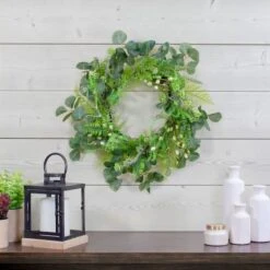 Northlight 21" Green Eucalyptus & Foliage Springtime Floral Wreath 9 Northlight 21" Green Eucalyptus & Foliage Springtime Floral Wreath -Northlight D587362S 2