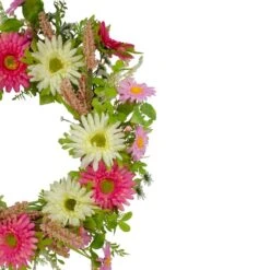 Northlight 23" Pink & Yellow Chrysanthemum & Berry Floral Spring Wreath -Northlight D587366S 3