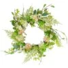 Northlight 28" Green & Pink Hydrangea & Fern Spring Floral Berry Wreath