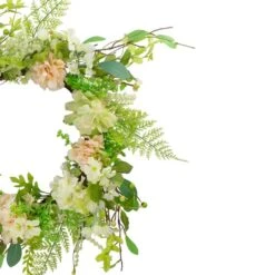 Northlight 28" Green & Pink Hydrangea & Fern Spring Floral Berry Wreath 10 Northlight 28" Green & Pink Hydrangea & Fern Spring Floral Berry Wreath -Northlight D587367S 3