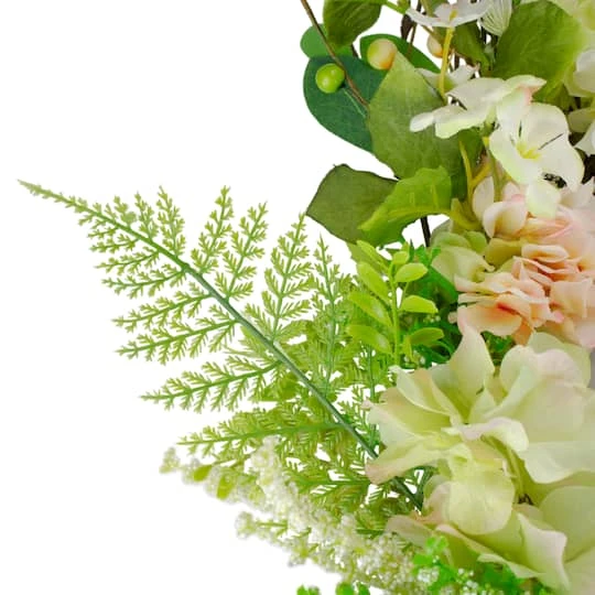 Northlight 28" Green & Pink Hydrangea & Fern Spring Floral Berry Wreath 7 Northlight 28" Green & Pink Hydrangea & Fern Spring Floral Berry Wreath - Image 5