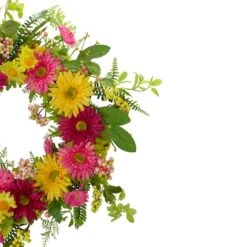 Northlight 23" Pink & Yellow Chrysanthemum & Daisy Floral Spring Wreath -Northlight D587370S 3