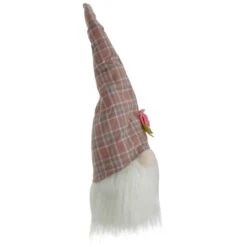 Northlight 20" Pink & White Plaid Spring Gnome Head Décor -Northlight D587375S 3