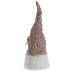 Northlight 20" Pink & White Plaid Spring Gnome Head Décor -Northlight D587375S 5