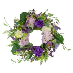 Northlight 26" Purple Hydrangea & Foliage Spring Floral Twig Wreath