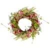 Northlight 21" Pink Spring Floral Foliage & Berry Twig Wreath