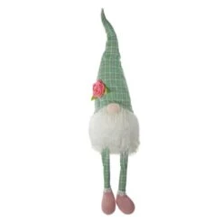 Northlight 28" Green & White Plaid Spring Gnome With Dangling Legs Figure -Northlight D587383S 1 1