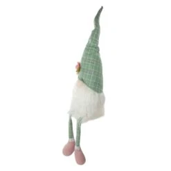 Northlight 28" Green & White Plaid Spring Gnome With Dangling Legs Figure -Northlight D587383S 4