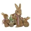 Northlight 12.5" Sisal Mommy & Baby Bunnies Easter Figure -Northlight D587392S 1