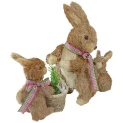 Northlight 12.5" Sisal Mommy & Baby Bunnies Easter Figure 11 Northlight 12.5" Sisal Mommy & Baby Bunnies Easter Figure -Northlight D587392S 3