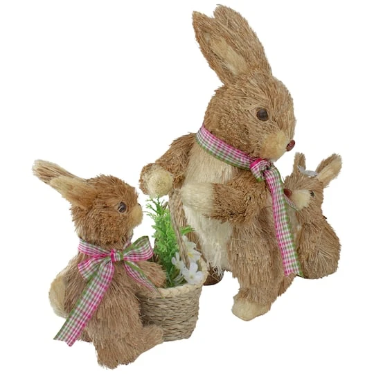 Northlight 12.5" Sisal Mommy & Baby Bunnies Easter Figure 6 Northlight 12.5" Sisal Mommy & Baby Bunnies Easter Figure - Image 4