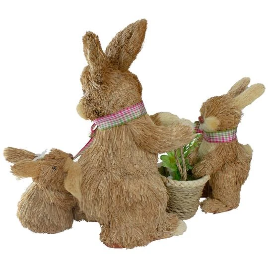 Northlight 12.5" Sisal Mommy & Baby Bunnies Easter Figure 8 Northlight 12.5" Sisal Mommy & Baby Bunnies Easter Figure - Image 6