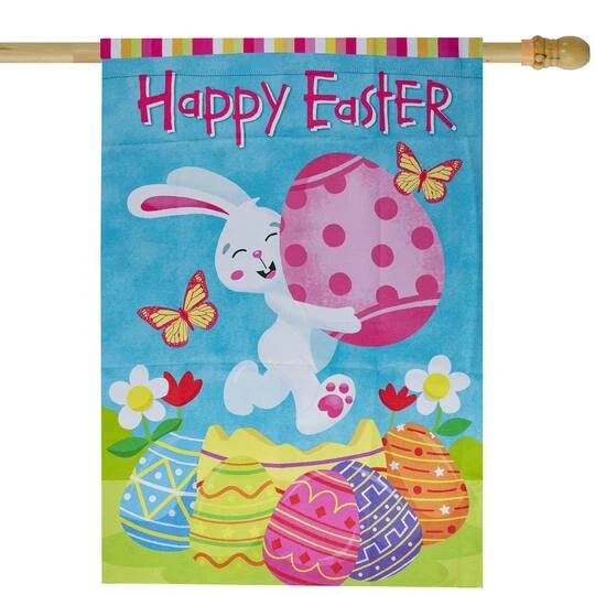 Northlight Happy Easter Bunny With Eggs Outdoor House Flag 5 Northlight Happy Easter Bunny With Eggs Outdoor House Flag - Image 3