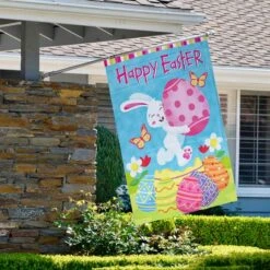 Northlight Happy Easter Bunny With Eggs Outdoor House Flag 9 Northlight Happy Easter Bunny With Eggs Outdoor House Flag -Northlight D587394S 3