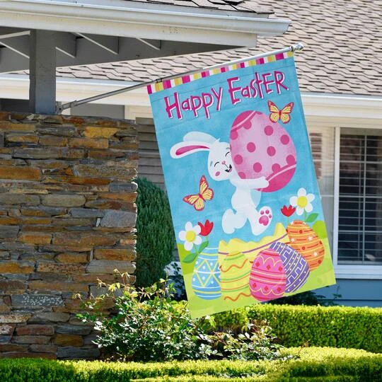 Northlight Happy Easter Bunny With Eggs Outdoor House Flag 6 Northlight Happy Easter Bunny With Eggs Outdoor House Flag - Image 4
