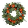 Northlight 24'' Maple & Fern Leaves W/ Orange Pumpkins Artificial Wreath