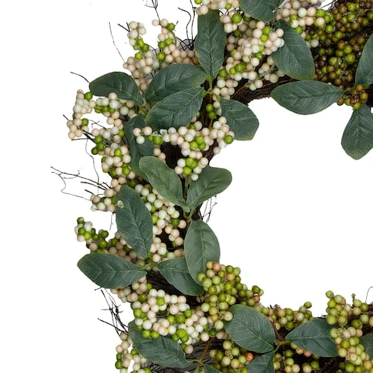 Northlight 24" Green Berries & Leaves Twig Wreath 5 Northlight 24" Green Berries & Leaves Twig Wreath - Image 3