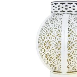 Northlight 7" White Integrated Floral Pattern Outdoor Solar Lantern With Handle 10 Northlight 7" White Integrated Floral Pattern Outdoor Solar Lantern With Handle -Northlight D604416S 3