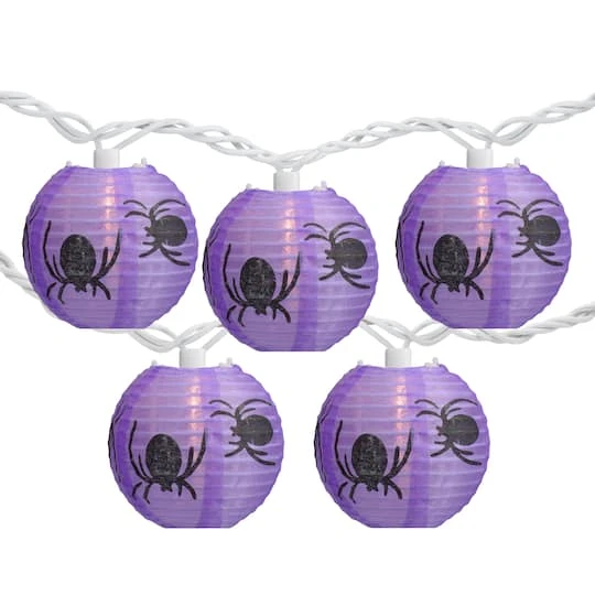Northlight 10ct. Purple & Black Spider Paper Lantern Halloween Lights 4 Northlight 10ct. Purple & Black Spider Paper Lantern Halloween Lights - Image 2