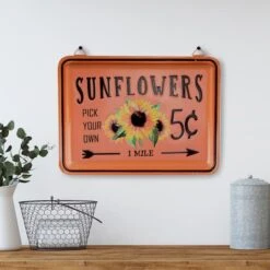 Northlight Fall Harvest Orange Sunflowers Wall Sign -Northlight D668590S 2