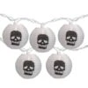 Northlight 10ct. White & Black Skull Paper Lantern Halloween Lights