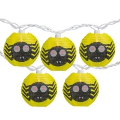 Northlight 10ct. Yellow & Black Spider Paper Lantern Halloween Lights