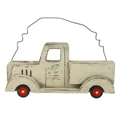 Northlight White Wooden Pick Up Truck Fall Harvest Hanging Wall Décor -Northlight D668601S 1 1