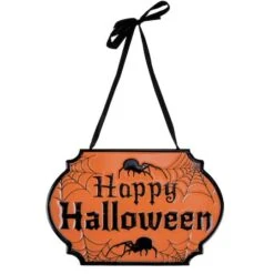 Northlight Orange & Black Happy Halloween Cauldron Pot Metal Wall Sign