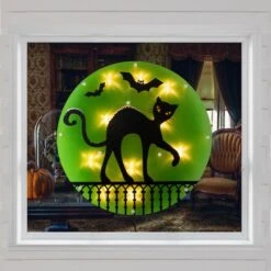 Northlight Lighted Black Cat Halloween Window Silhouette 9 Northlight Lighted Black Cat Halloween Window Silhouette -Northlight D668621S 2