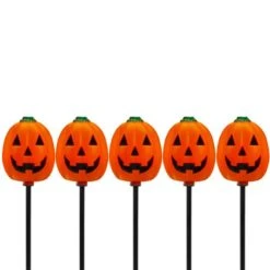 Northlight 5ct. Jack-O-Lantern Shaped Halloween Pathway Markers