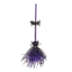 Northlight 29 Northlight 29" Purple & Black Striped Animated Witches Halloween Broom With Bat Accents