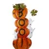 Northlight 33" Orange & Black Stacked Pumpkins Outdoor Halloween Decoration