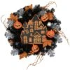 Northlight 24'' Unlit Orange And Black Haunted House Halloween Wreath 1 Northlight 24'' Unlit Orange And Black Haunted House Halloween Wreath -Northlight D668682S 1