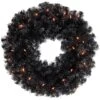 Northlight 24'' Pre-Lit Black Noble Spruce Artificial Halloween Wreath