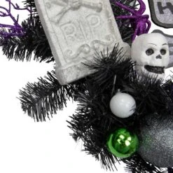 Northlight 24'' Unlit Purple And Black Spooky Skeleton Pine Halloween Wreath -Northlight D668691S 4