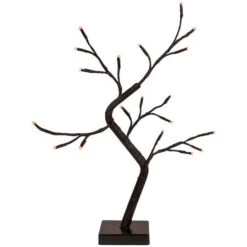 Northlight 15" LED Lighted Black Weeping Halloween Twig Tree, Orange Lights