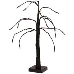 Northlight 24" LED Lighted Black Weeping Halloween Twig Tree, Orange Lights -Northlight D668716S 3
