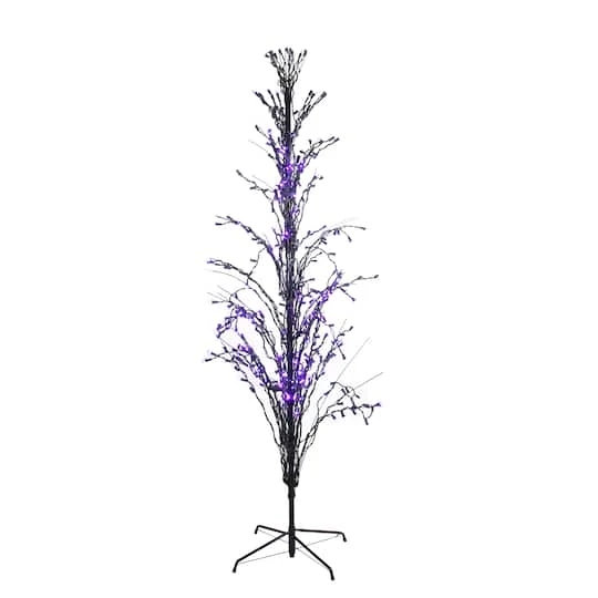 Northlight 4ft. Pre-Lit Black Cascade Outdoor Halloween Twig Tree, Purple Lights 4 Northlight 4ft. Pre-Lit Black Cascade Outdoor Halloween Twig Tree, Purple Lights - Image 2