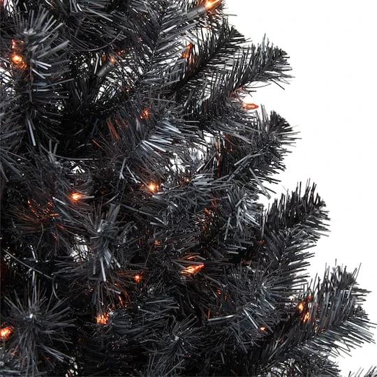 Northlight 4ft. Pre-Lit Black Noble Spruce Artificial Halloween Tree, Orange Lights 6 Northlight 4ft. Pre-Lit Black Noble Spruce Artificial Halloween Tree, Orange Lights - Image 4