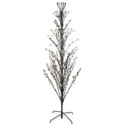 Northlight 6ft. Pre-Lit Black Cascade Outdoor Halloween Twig Tree, Orange Lights
