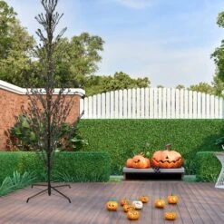 Northlight 9ft. Pre-Lit Black Cascade Outdoor Halloween Twig Tree, Orange Lights -Northlight D668726S 3