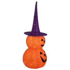 Northlight 30" Pop Up Lighted Tinsel Stacked Jack-O-Lanterns Halloween Decoration -Northlight D668732S 2